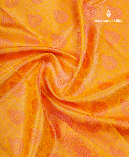 Beautiful Mustard Yellow Bridal Pure Kanjivaram Silk Saree With Contrast Maroon Border
