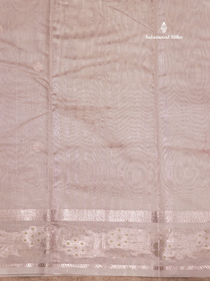 Pastel Blue Colour Cotton Mix Saree With Silver Zari Menna Work Border