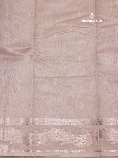 Pastel Blue Colour Cotton Mix Saree With Silver Zari Menna Work Border