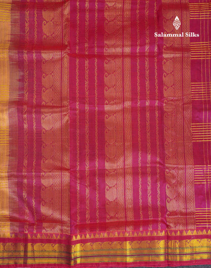 Beautiful Dark Sandal Pure Silk Cotton Saree With Contrast Pink Traditional Border