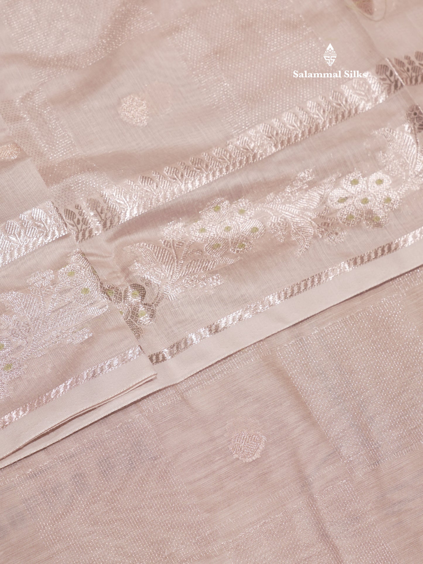 Pastel Blue Colour Cotton Mix Saree With Silver Zari Menna Work Border