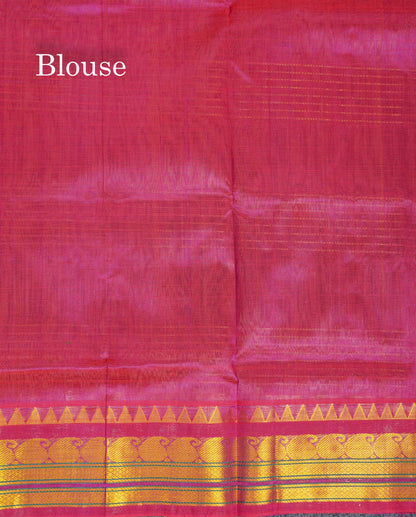Beautiful Dark Sandal Pure Silk Cotton Saree With Contrast Pink Traditional Border