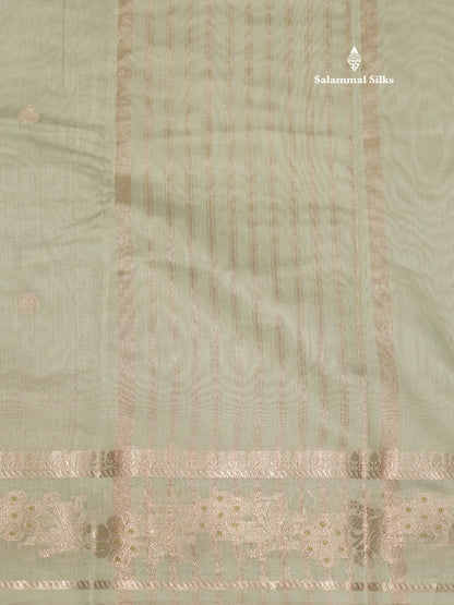 Pastel Blue Colour Cotton Mix Saree With Silver Zari Menna Work Border