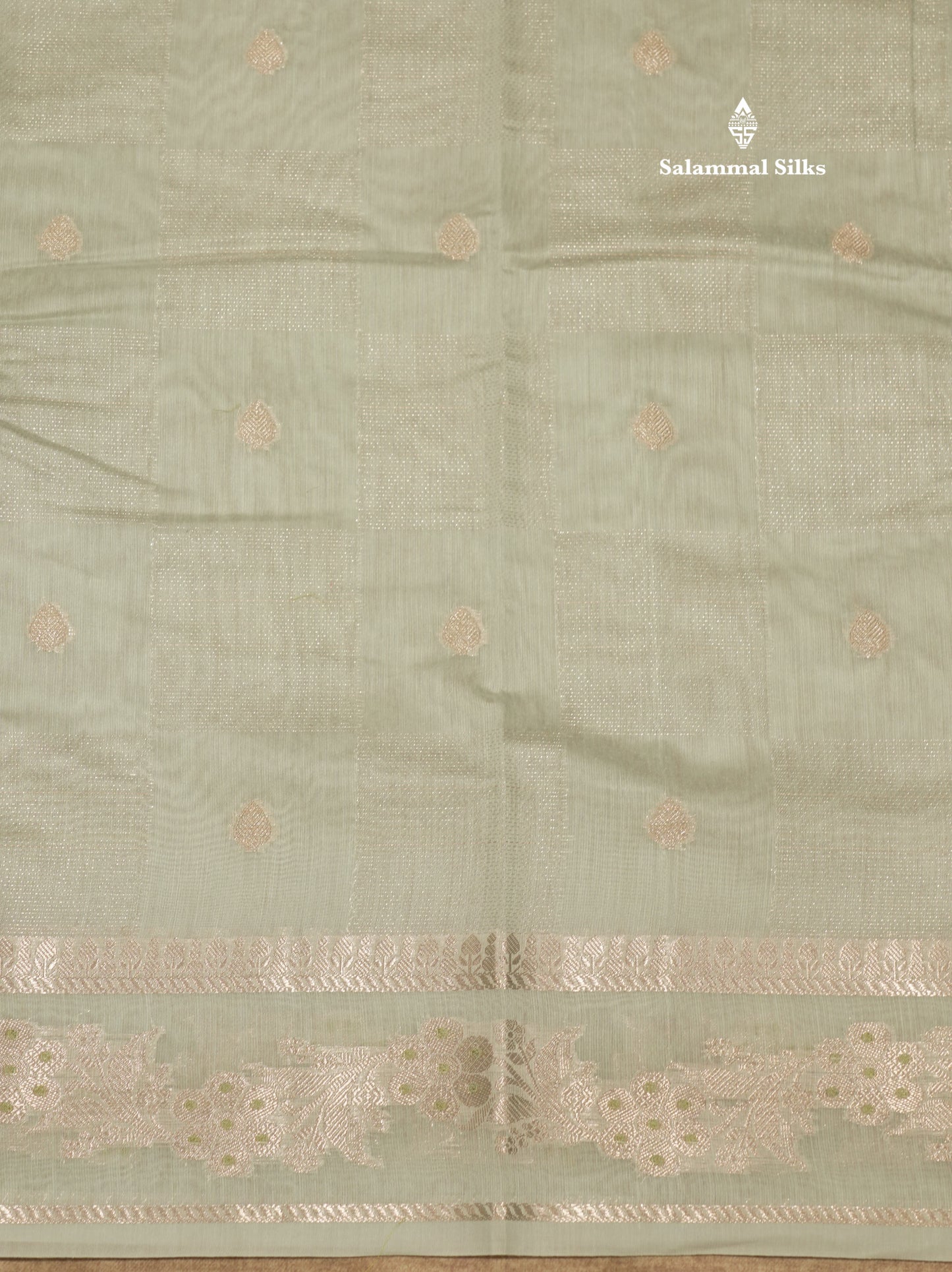 Pastel Blue Colour Cotton Mix Saree With Silver Zari Menna Work Border