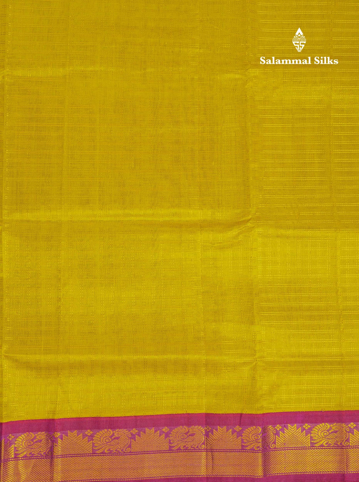 Beautiful Lemon Yellow Zari Small Checks Pure Silk Cotton Saree With Contrast Magenta Traditional Border