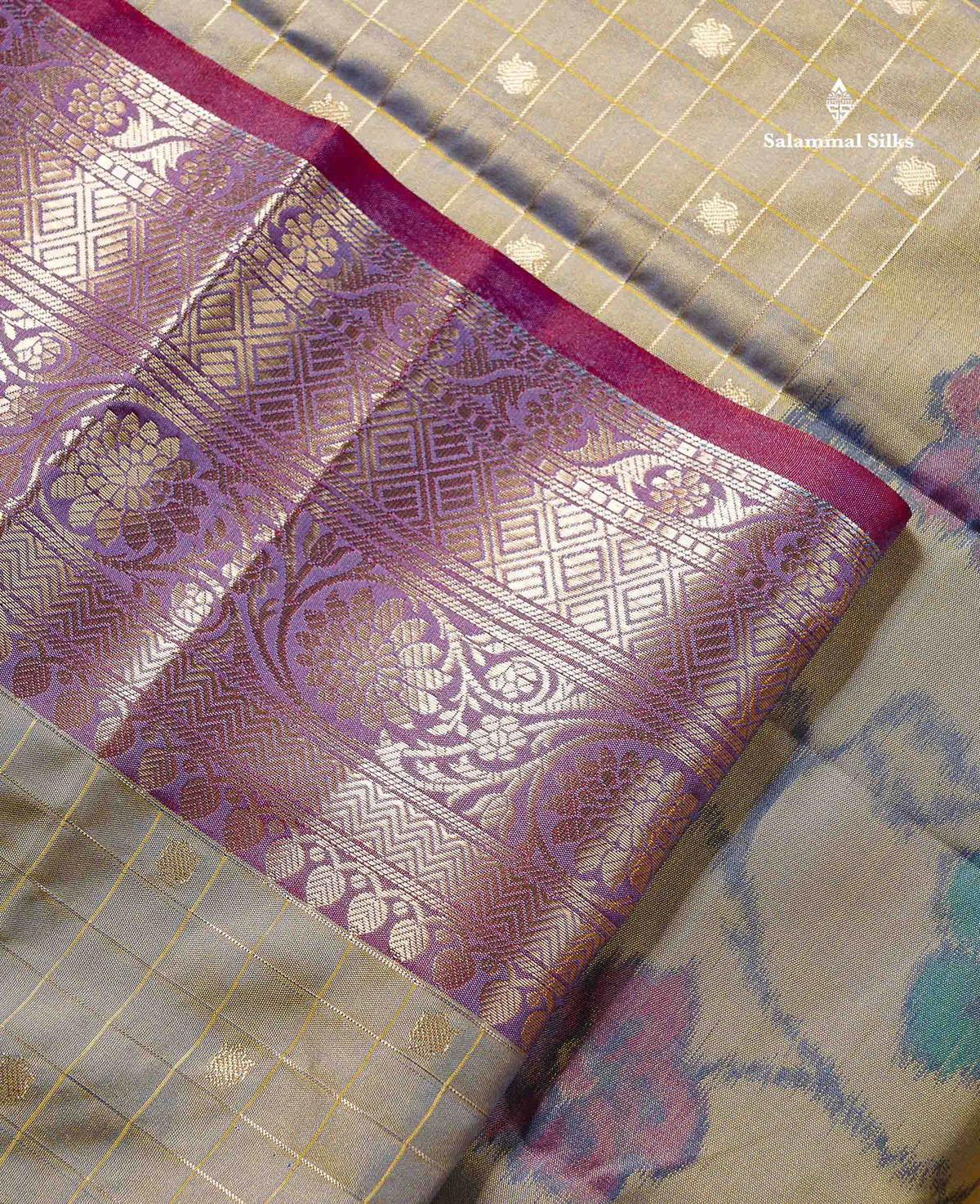 Semi Silk Saree - Pink Colour Body Pochampally Design With Contrast Orange Blouse