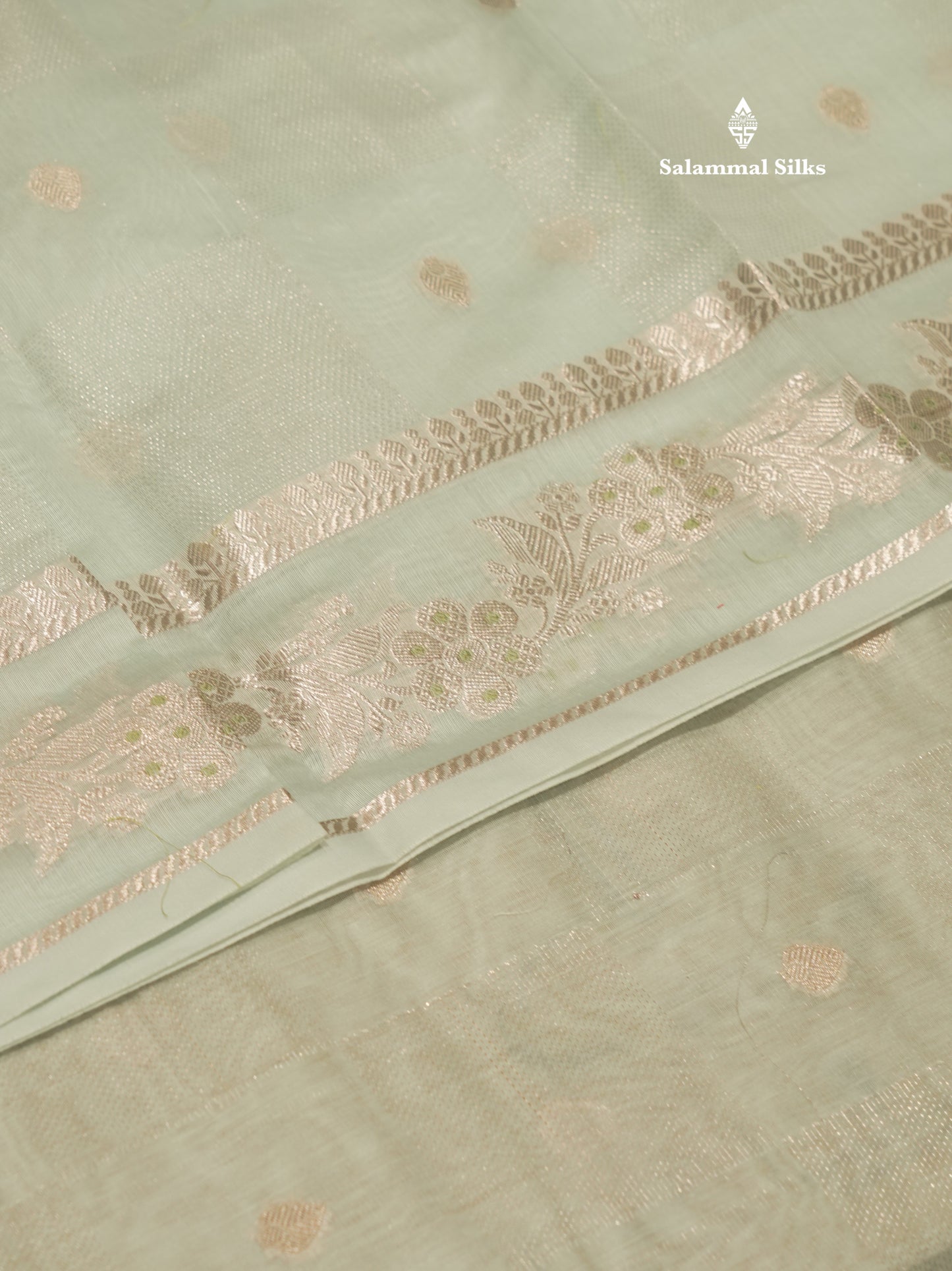 Pastel Blue Colour Cotton Mix Saree With Silver Zari Menna Work Border