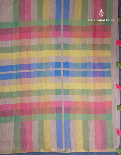 Beautiful Multicolour Rainbow Mul Mul Cotton Saree With Contrast Black Blouse