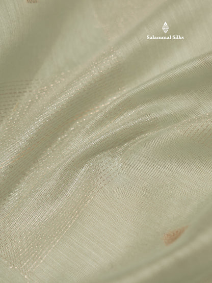 Pastel Blue Colour Cotton Mix Saree With Silver Zari Menna Work Border