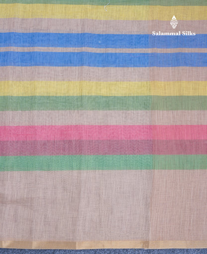Beautiful Multicolour Rainbow Mul Mul Cotton Saree With Contrast Black Blouse