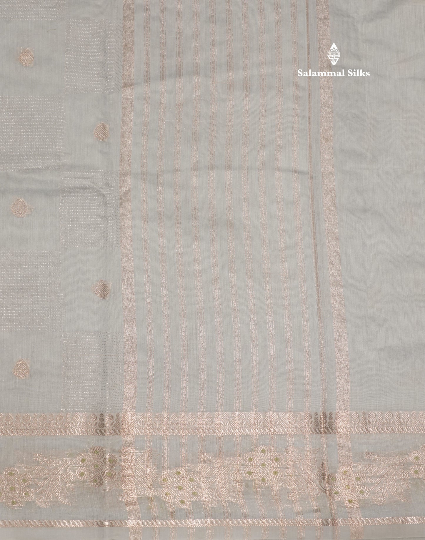 Pastel Blue Colour Cotton Mix Saree With Silver Zari Menna Work Border