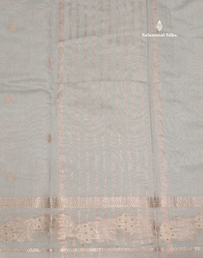 Pastel Blue Colour Cotton Mix Saree With Silver Zari Menna Work Border