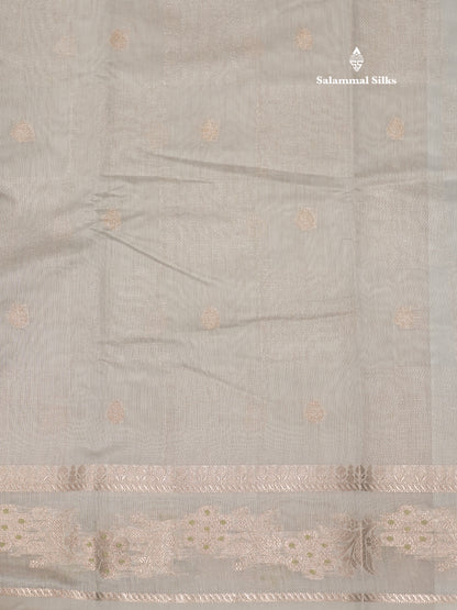 Pastel Blue Colour Cotton Mix Saree With Silver Zari Menna Work Border