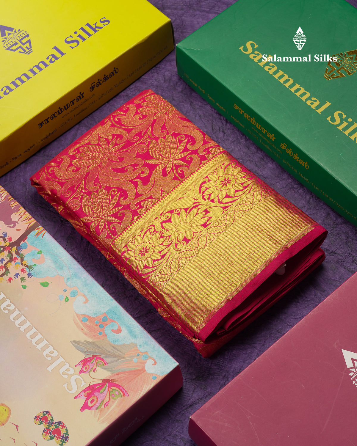 Beautiful Rani Pink Bridal Pure Kanjivaram Silk Saree With Traditional Border