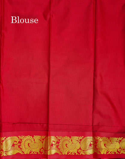 Semi Silk Saree - Half White Colour Body & Contrast Maroon Border