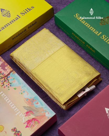 Beautiful Gold Tissue Bridal Pure Kanjivaram Silk Saree With Traditional Border