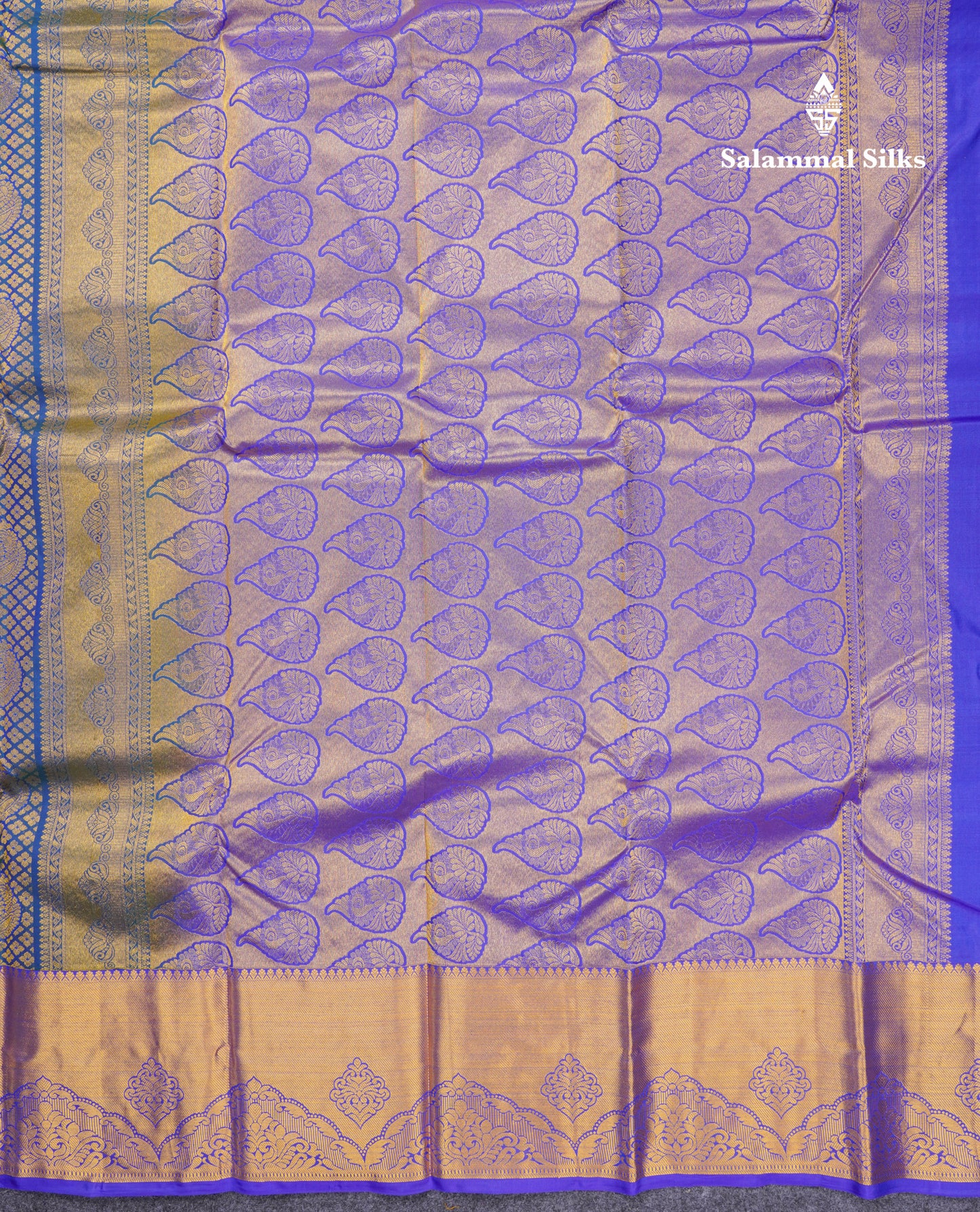 Beautiful Ramar Blue Bridal Pure Kanjivaram Silk Saree With Contrast Royal Blue Border