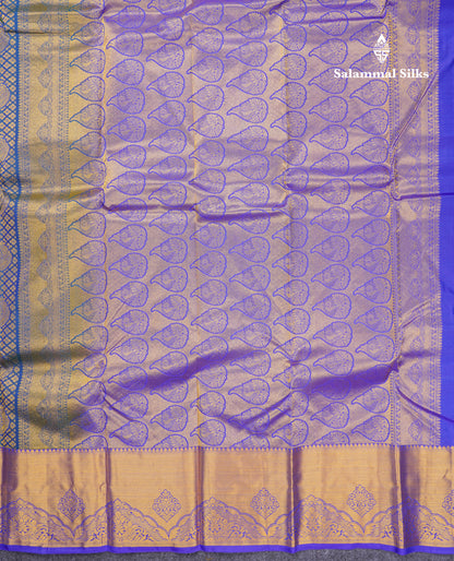 Beautiful Ramar Blue Bridal Pure Kanjivaram Silk Saree With Contrast Royal Blue Border