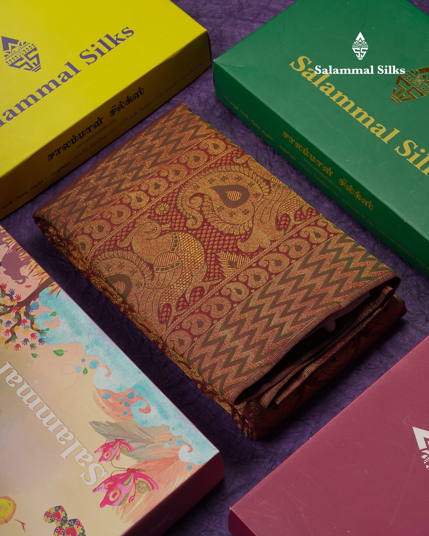 Beautiful Dark Maroon Menakari Work Bridal Pure Kanjivaram Silk Saree With Traditional Border