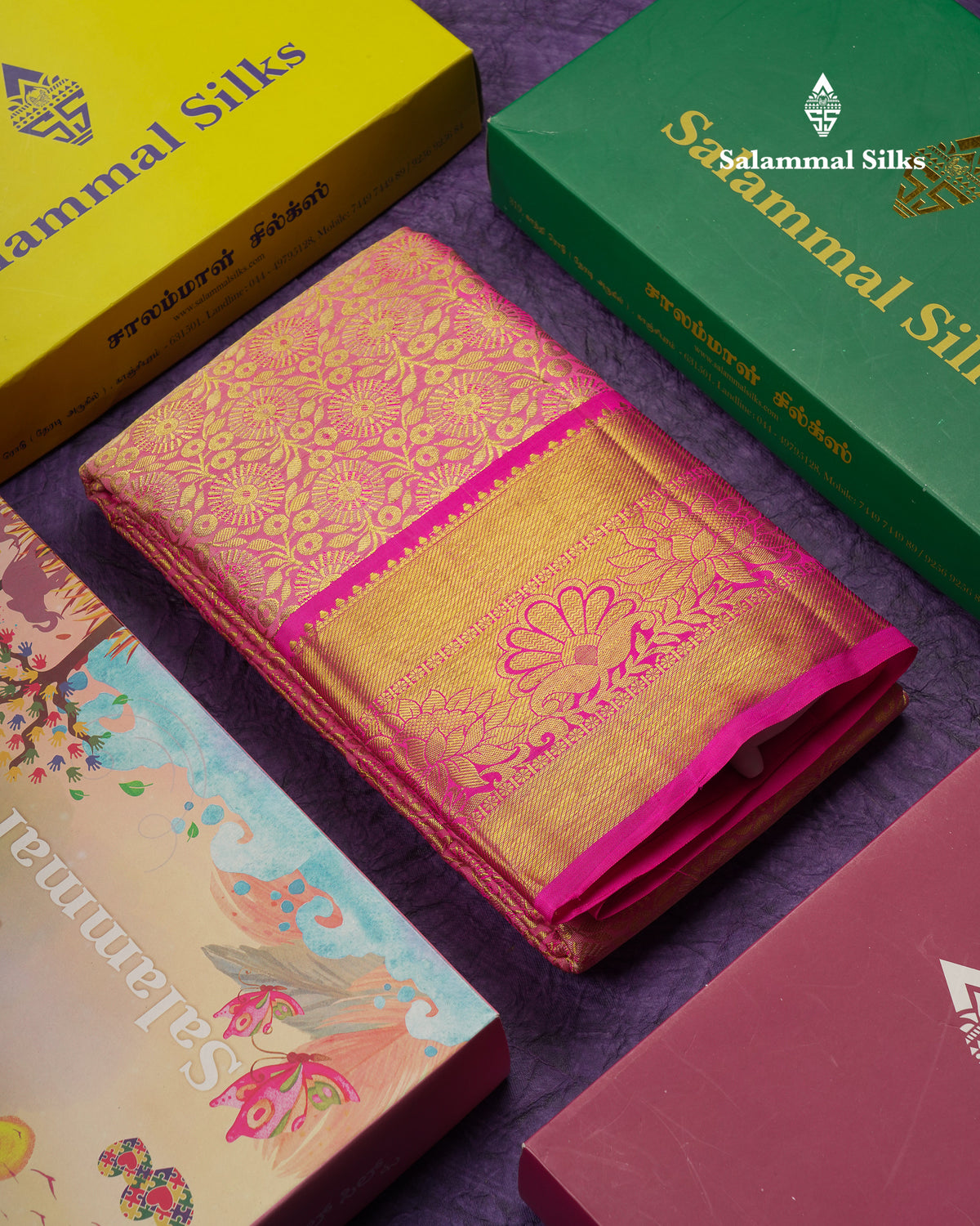 Beautiful Light Pink Tissue Bridal Pure Kanjivaram Silk Saree With Contrast Pink Traditional Border