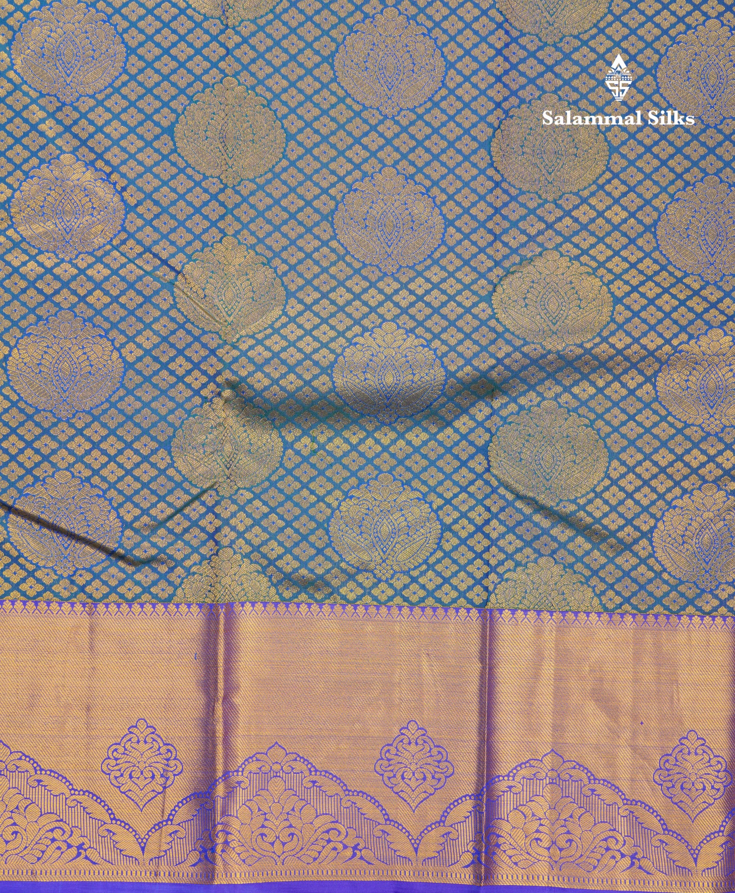 Beautiful Ramar Blue Bridal Pure Kanjivaram Silk Saree With Contrast Royal Blue Border