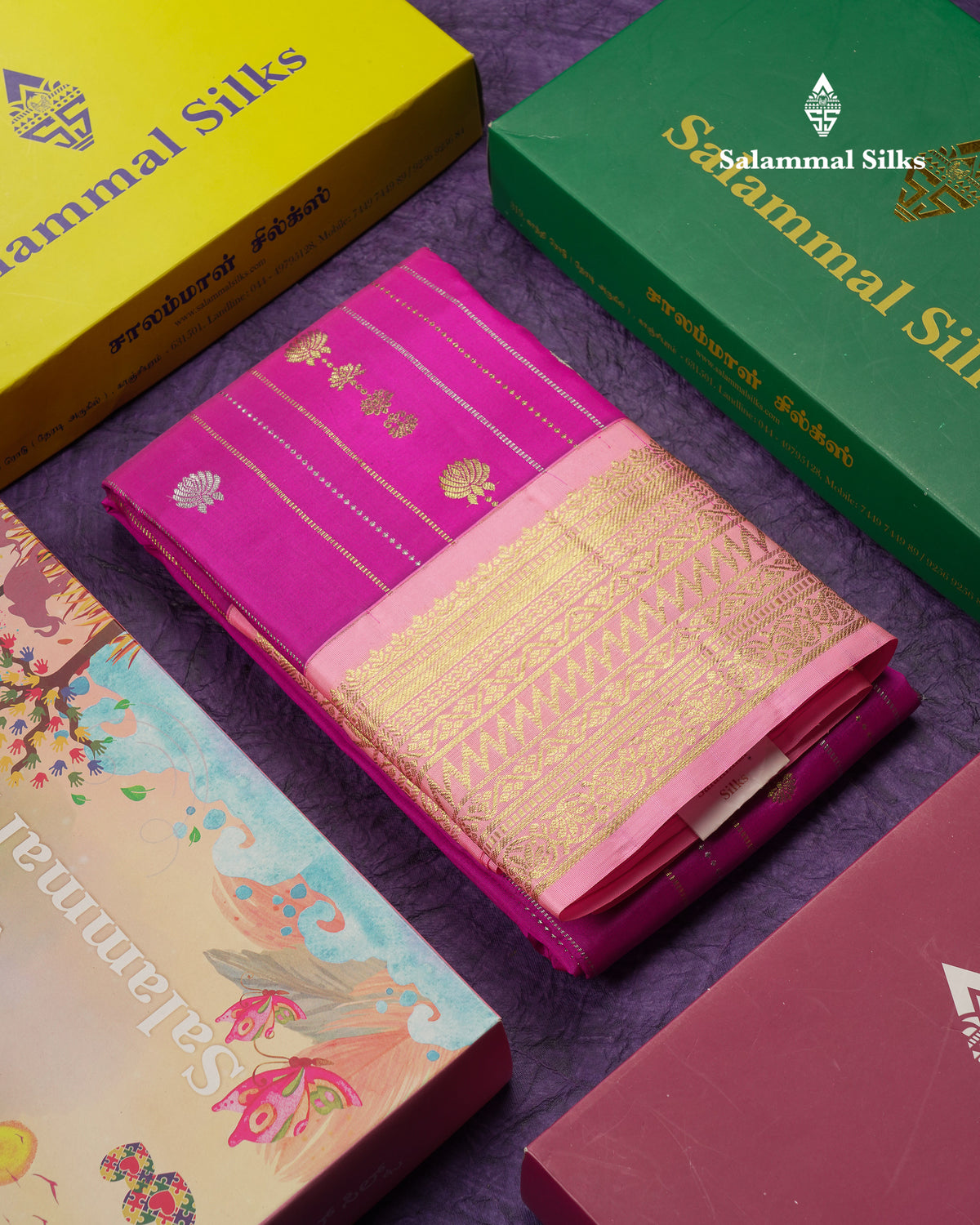 Beautiful Vadamalli Pure Kanjivaram Silk Saree With Contrast Baby Pink Traditional Border