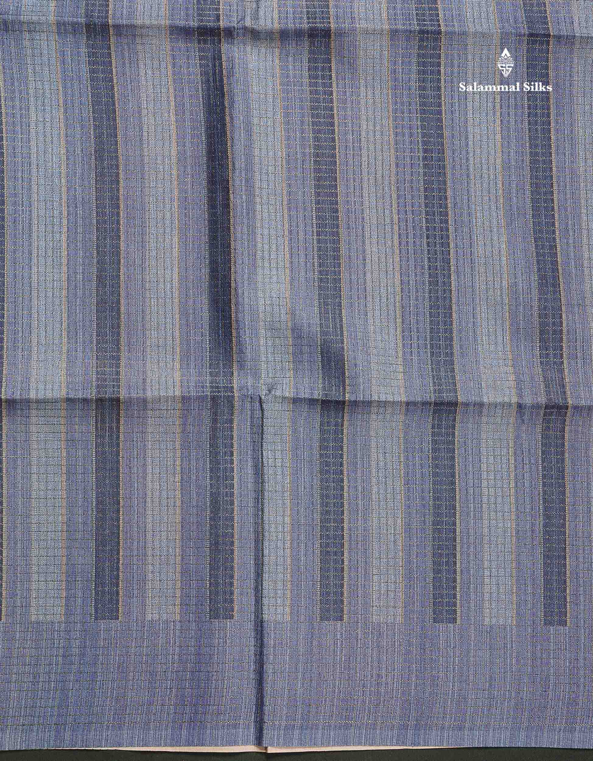 Semi Tussar Saree - Dual Tone Blue Colour Body With Contrast Peach Blouse