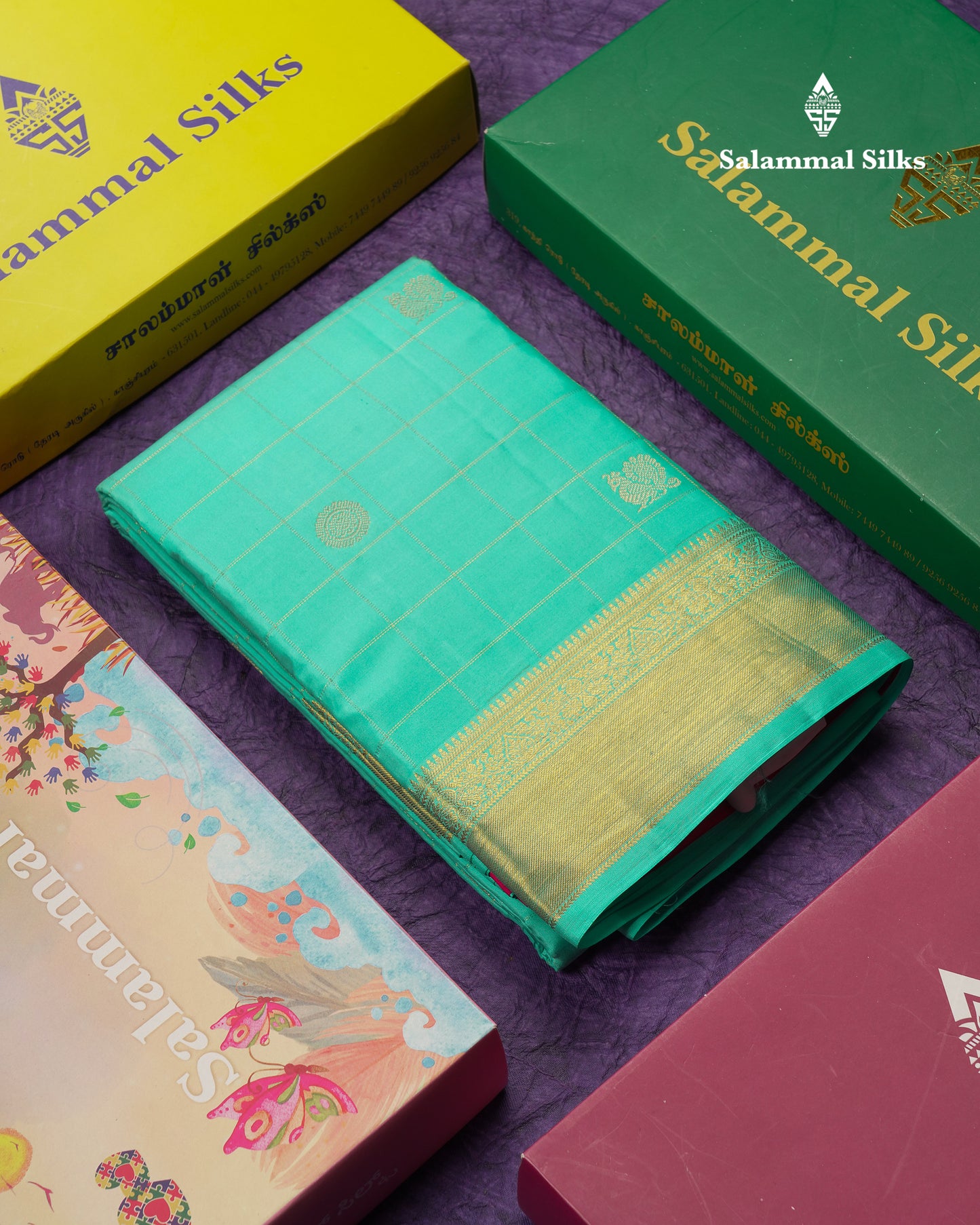 Beautiful Rexona Checks With Butta Pure Kanjivaram Silk Saree With Contrast Pink Blouse