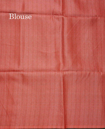 Semi Tussar Saree - Dual Tone Blue Colour Body With Contrast Peach Blouse