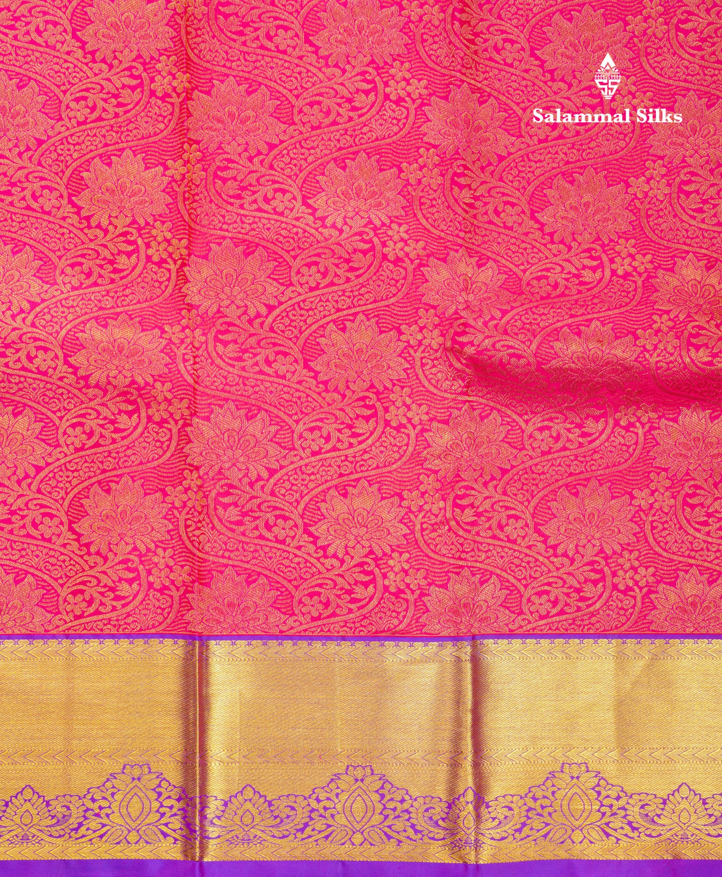 Beautiful Violet Bridal Pure Kanjivaram Silk Saree With Contrast Vadamalli Border