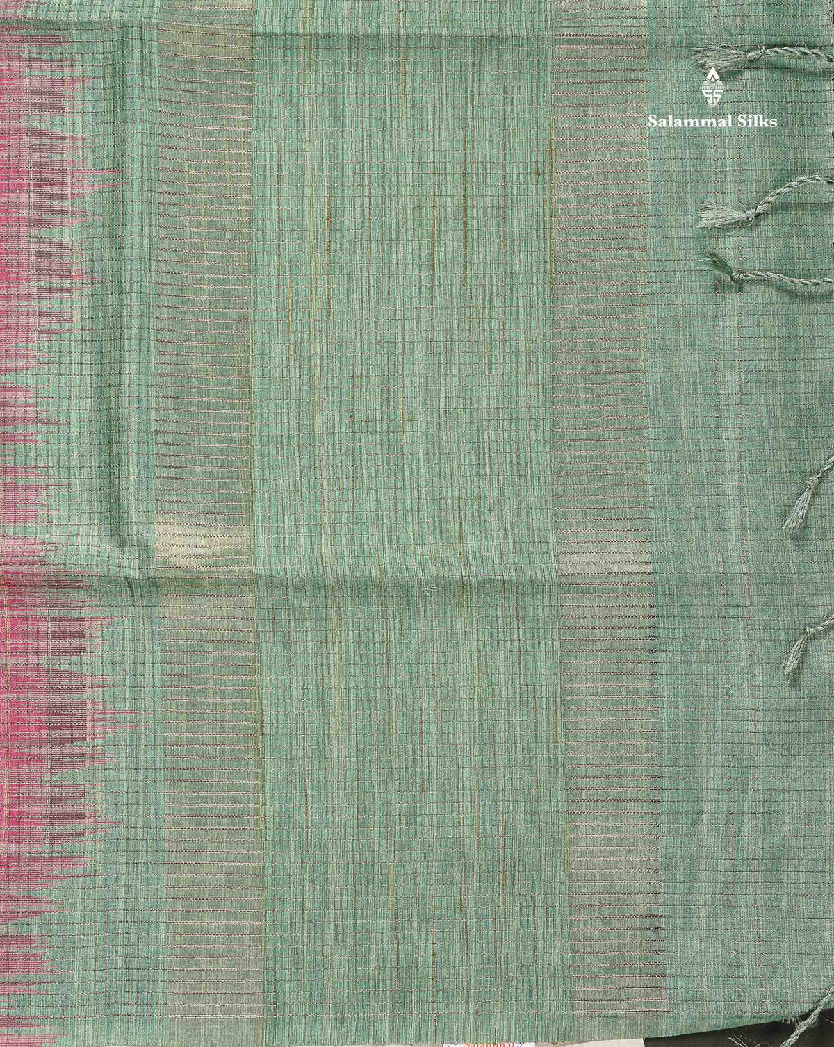 Semi Tussar Saree - Pink Colour Body With Contrast Sage Green Blouse