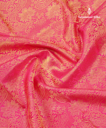 Beautiful Violet Bridal Pure Kanjivaram Silk Saree With Contrast Vadamalli Border