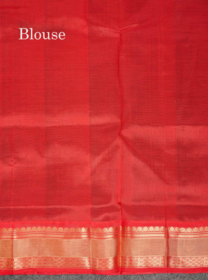 Beautiful Dark Bottle Green Pure Silk Cotton Saree With Contrast Chilly Red Traditional Border