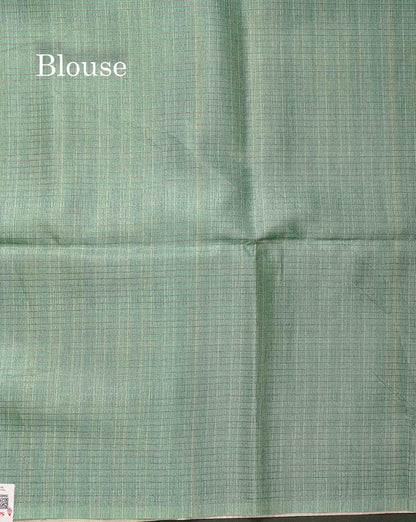 Semi Tussar Saree - Pink Colour Body With Contrast Sage Green Blouse
