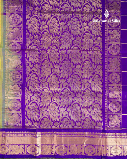 Beautiful Bottle Green Zari Checks Pure Silk Cotton Saree With Contrast Dual Tone Red Traditional Border