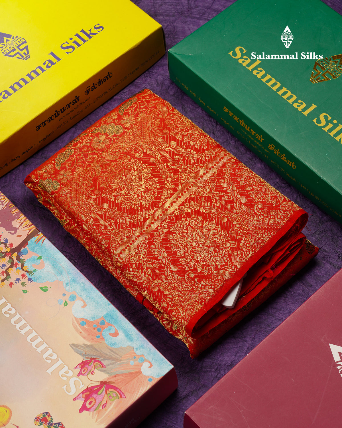 Beautiful Chilly Red Menakari Work Bridal Pure Kanjivaram Silk Saree With Fancy Border