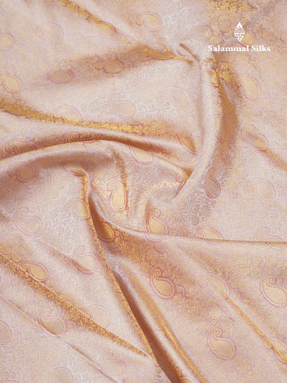 Baby Pink Bridal Pure Mix Kanjivaram Silk Saree With Contrast Green Traditional Border