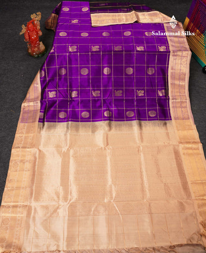Beautiful Bottle Green Zari Checks Pure Silk Cotton Saree With Contrast Dual Tone Red Traditional Border