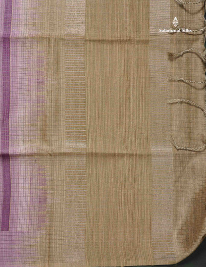 Semi Tussar Saree - Lavender Colour Body With Contrast Dual Tone Beige Blouse