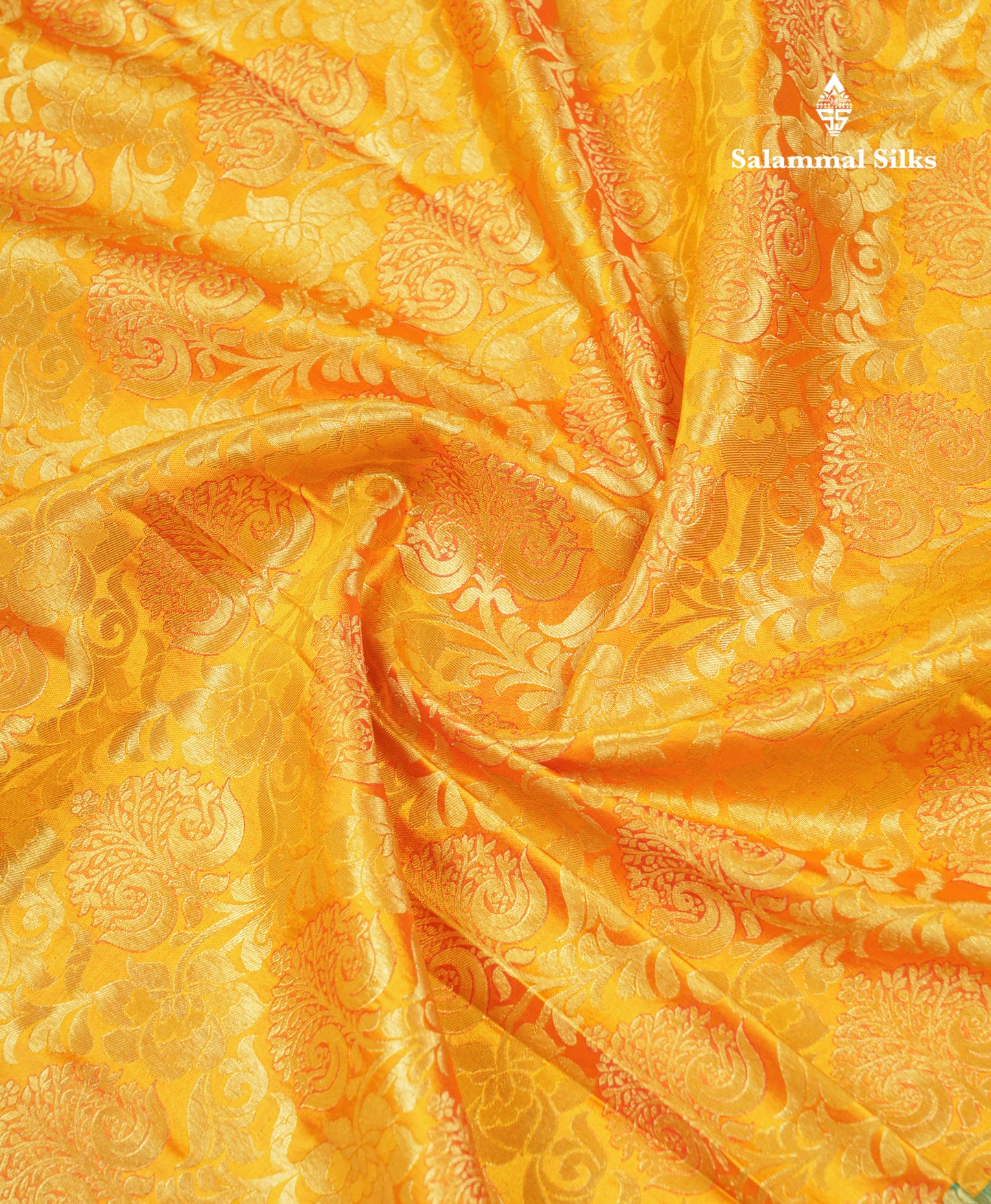 Beautiful Yellow Bridal Pure Mix Kanjivaram Silk Saree With Contrast Saffire Green Traditional Evening Morning Border