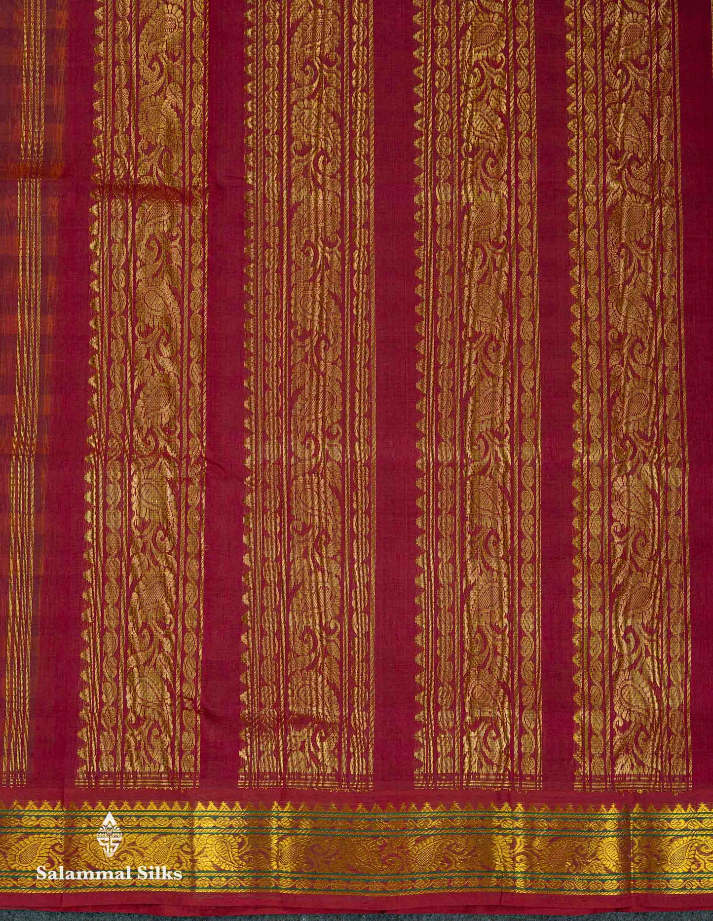 Beautiful Paalum Pazham Checks Pure Silk Cotton Saree With Contrast Dual Tone Maroon Traditional Border