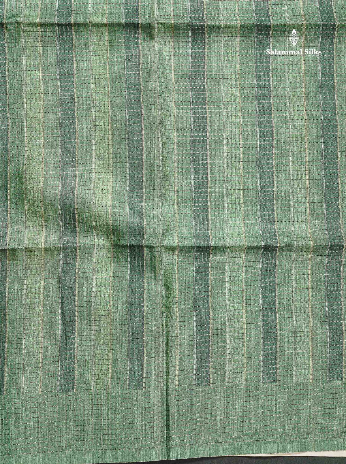 Semi Tussar Saree - Green Colour Body With Contrast Light Yellow Blouse