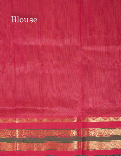 Beautiful Cream Sandal Plain Pure Silk Cotton Saree With Contrast Pink Traditional Border