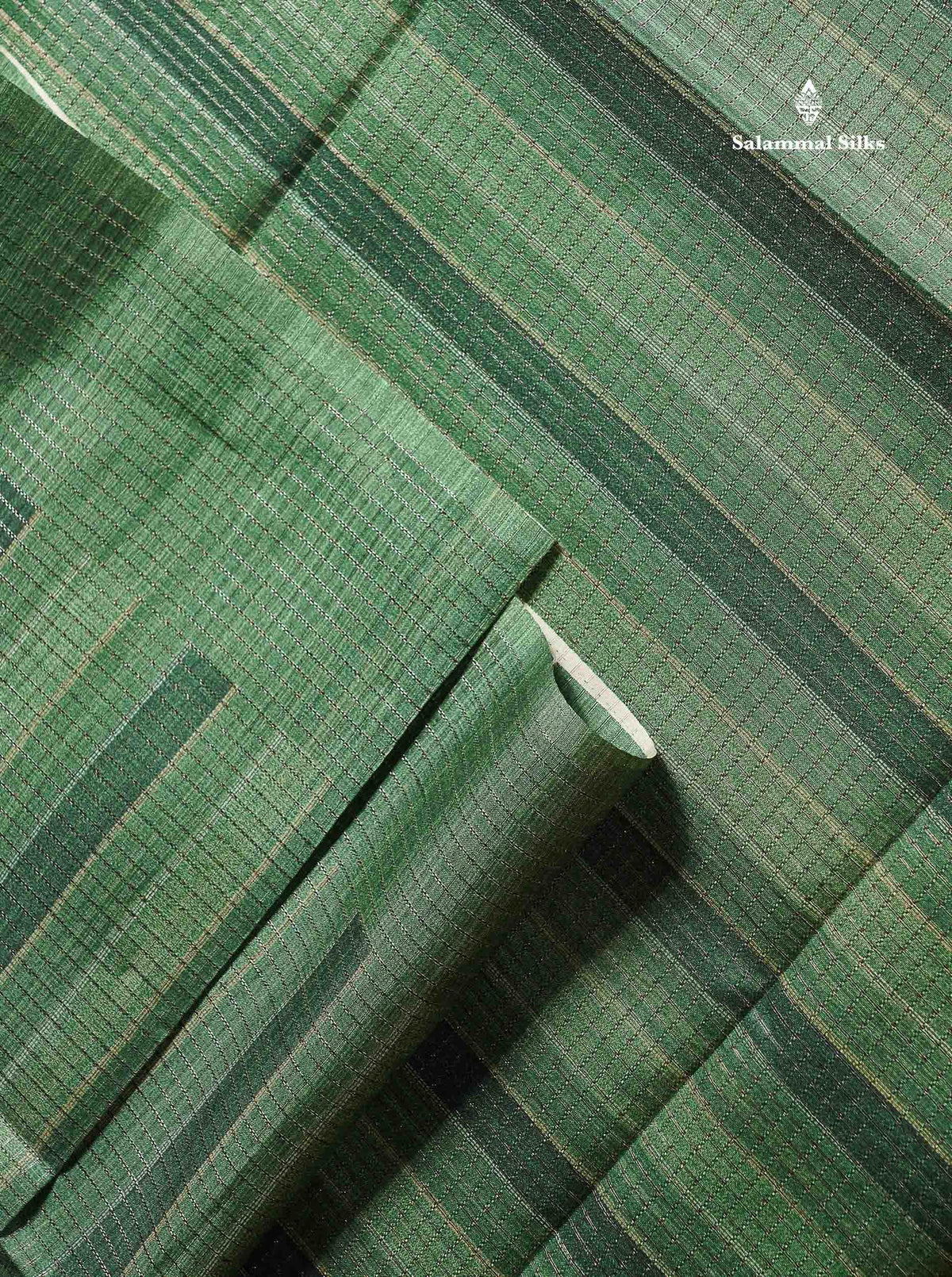 Semi Tussar Saree - Green Colour Body With Contrast Light Yellow Blouse