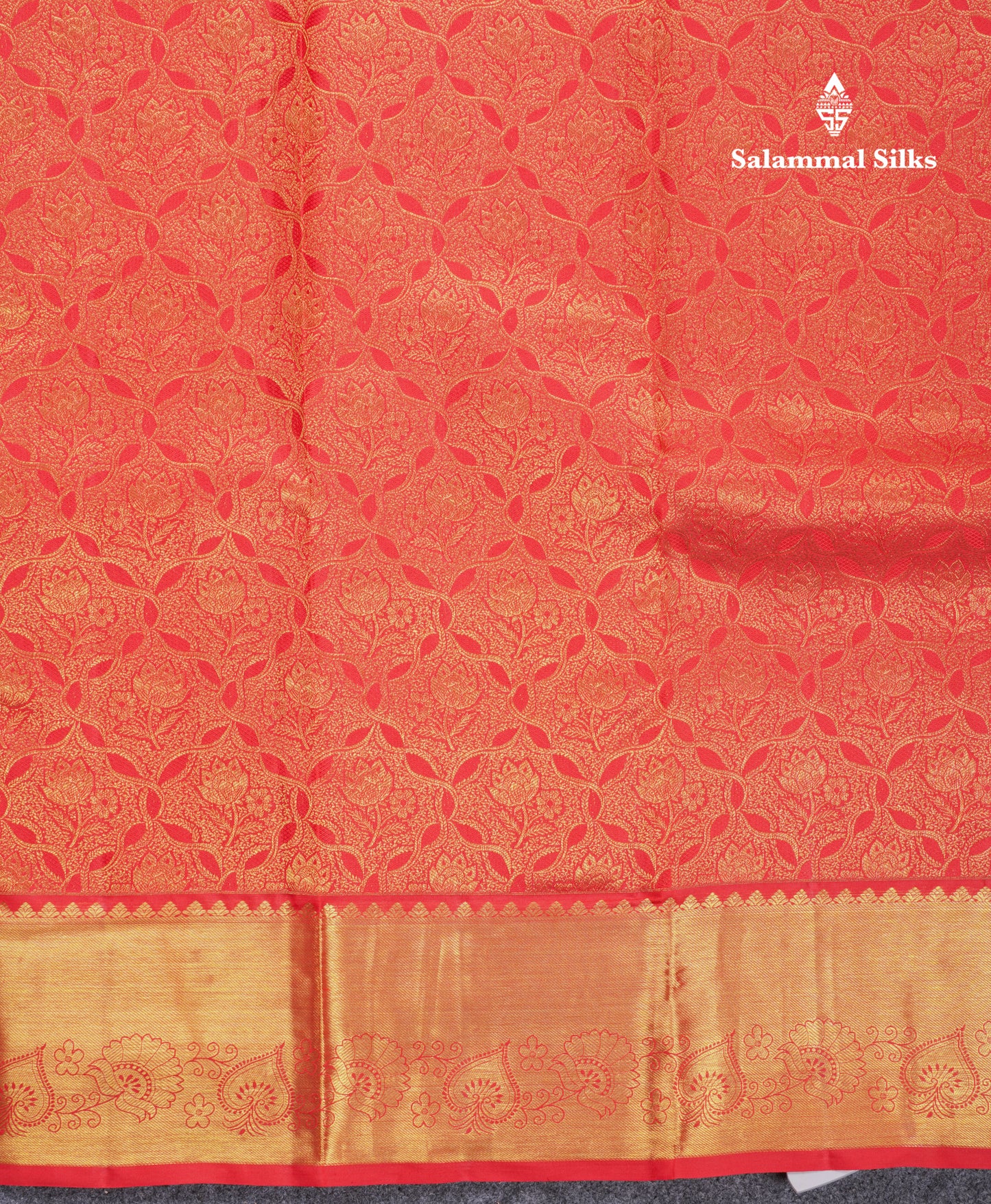 Beautiful Chilly Red Bridal Pure Kanjivaram Silk Saree With Traditional Border