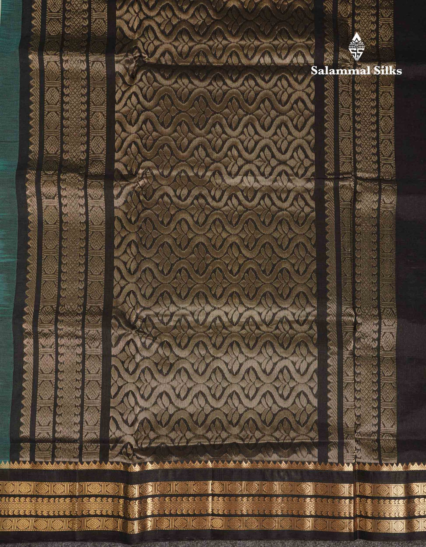 Beautiful Dual Tone Pastel Blue Plain Pure Silk Cotton Saree With Contrast Black Traditional Border