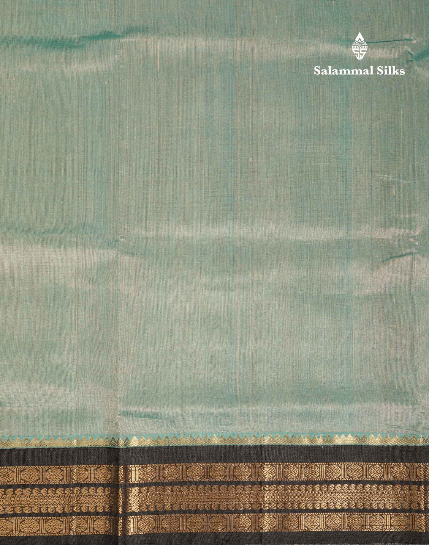 Beautiful Dual Tone Pastel Blue Plain Pure Silk Cotton Saree With Contrast Black Traditional Border