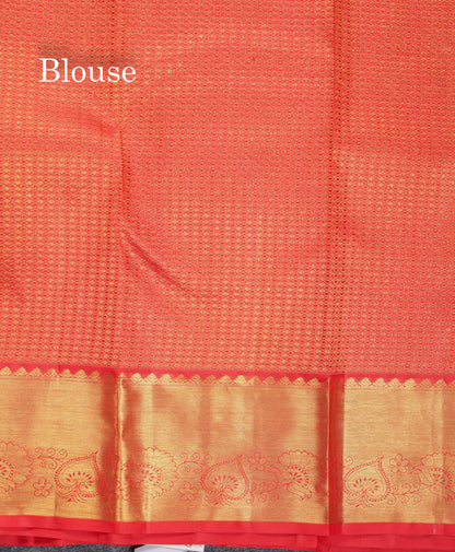 Beautiful Chilly Red Bridal Pure Kanjivaram Silk Saree With Traditional Border