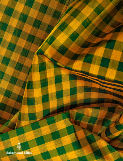 Beautiful Paalum Pazham Checks Pure Silk Cotton Saree With Contrast Dual Tone Maroon Traditional Border