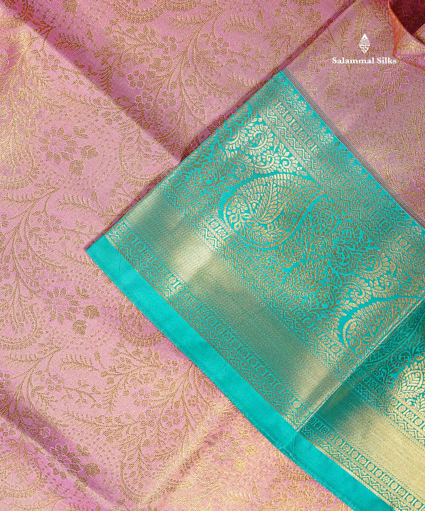 Bridal Semi Silk Saree - Light Pink Colour Body Tissue With Contrast Light Rexona Green Evening Morning Border